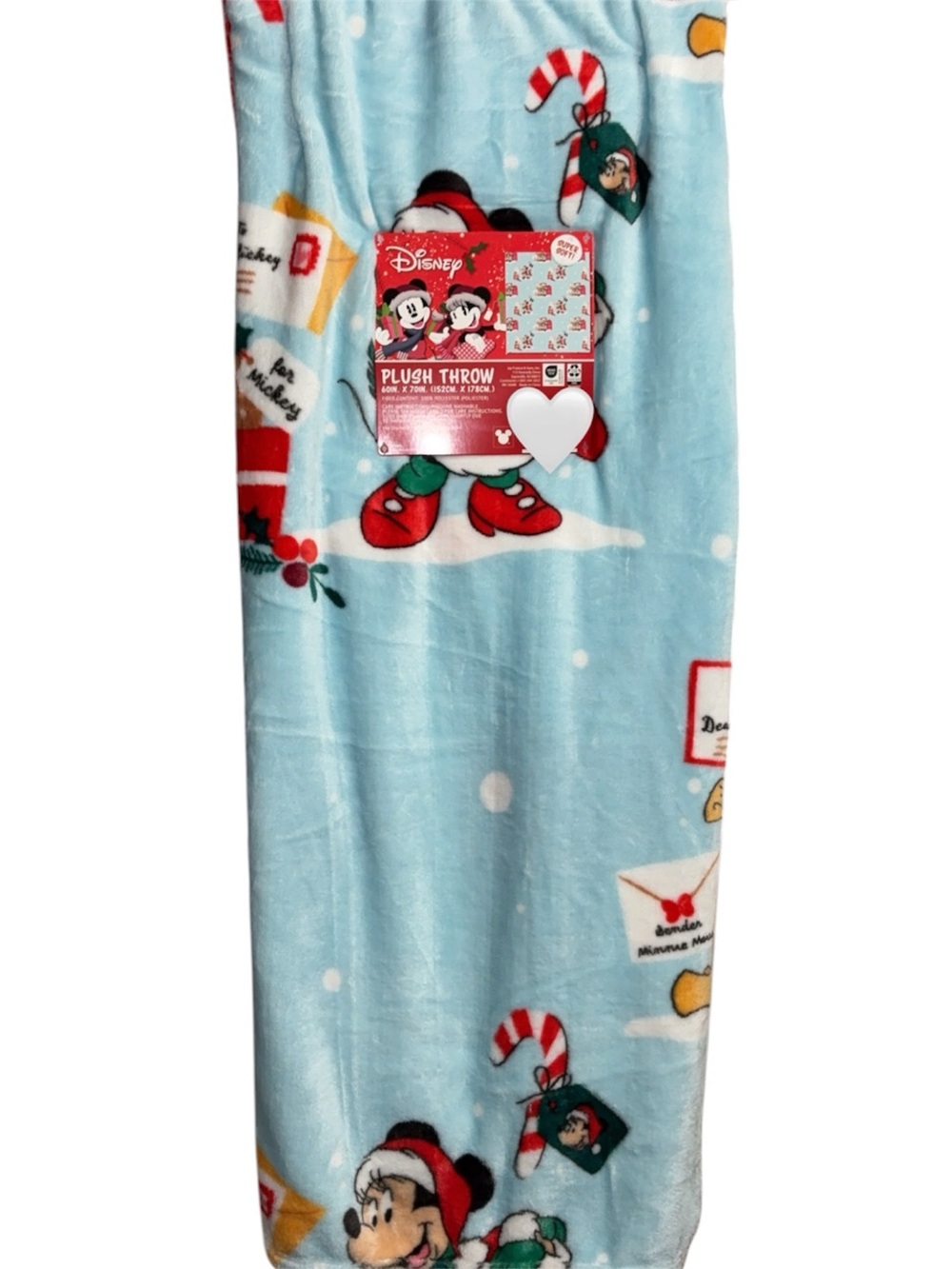 Disney Light Blue Mickey Holiday Plush Throw Blanket